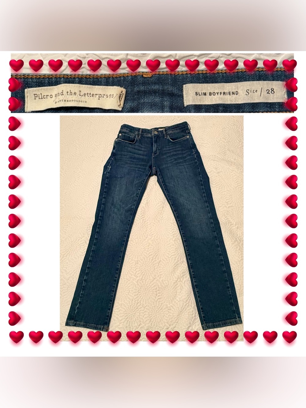 Jeans denim - Pilcro and the Letterpress - Dark Blue Slim Boyfriend size 28